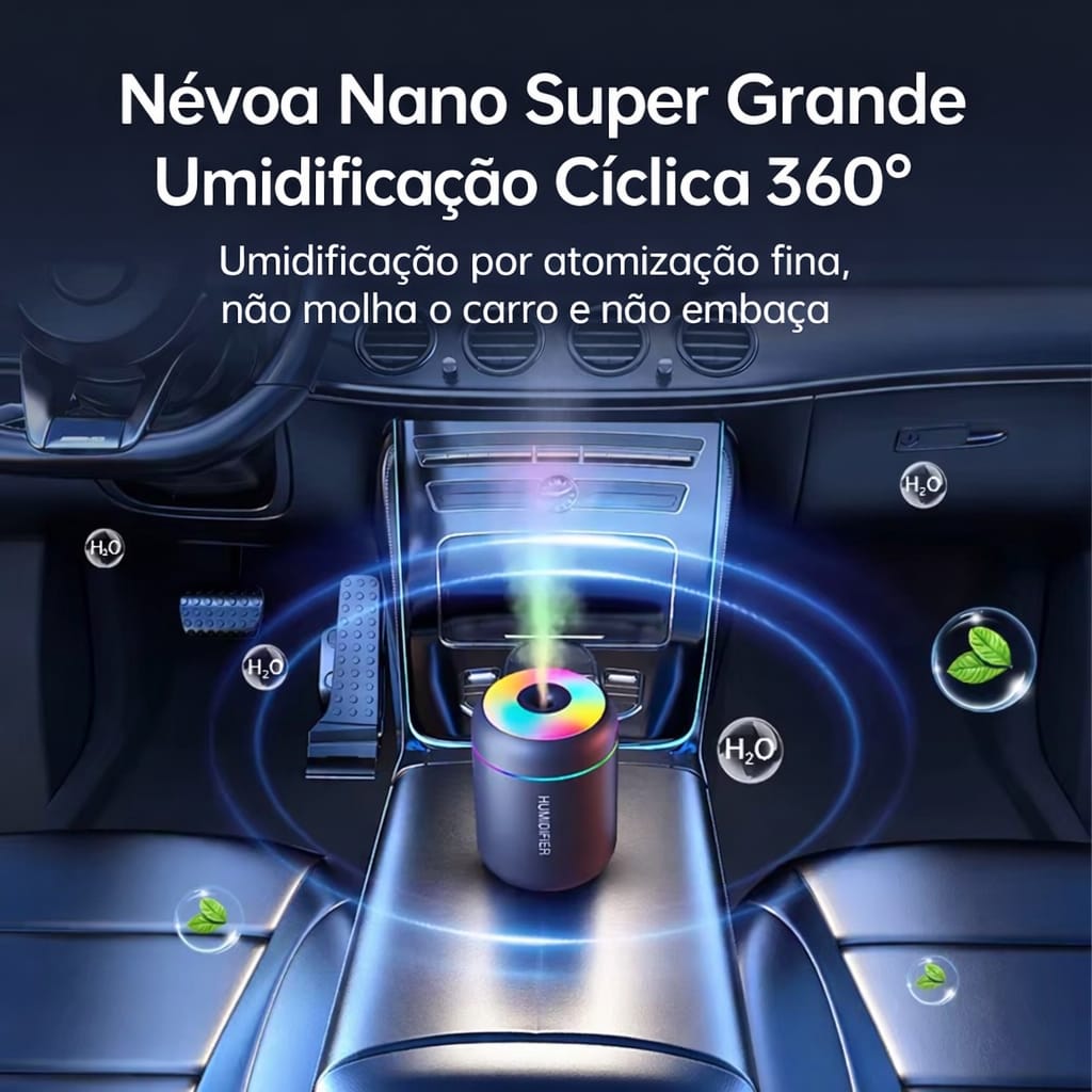 Mini Umidificador USB 180ml com Difusor de Aromas e Luz LED