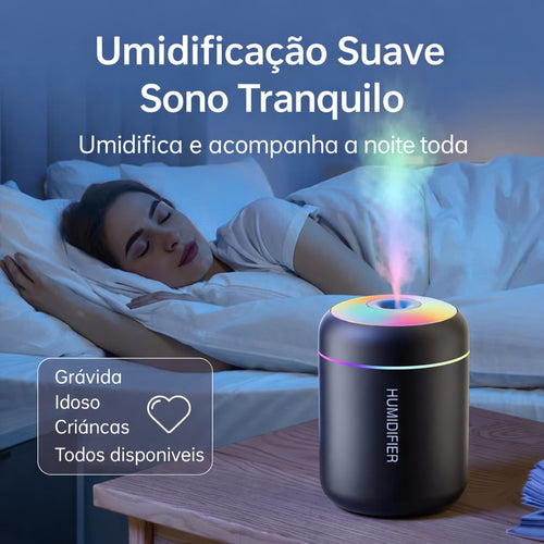 Mini Umidificador USB 180ml com Difusor de Aromas e Luz LED